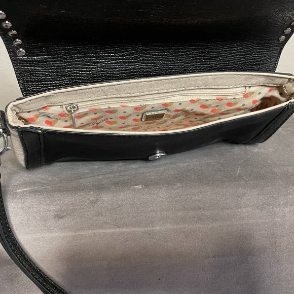 Guess Brand Black & Cream Leather Handbag with Crystal Details - Picture 3 of 3